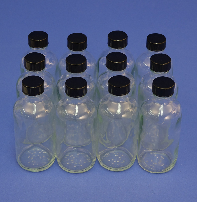4-OZ. BOTTLES & CAPS, ONE DOZEN